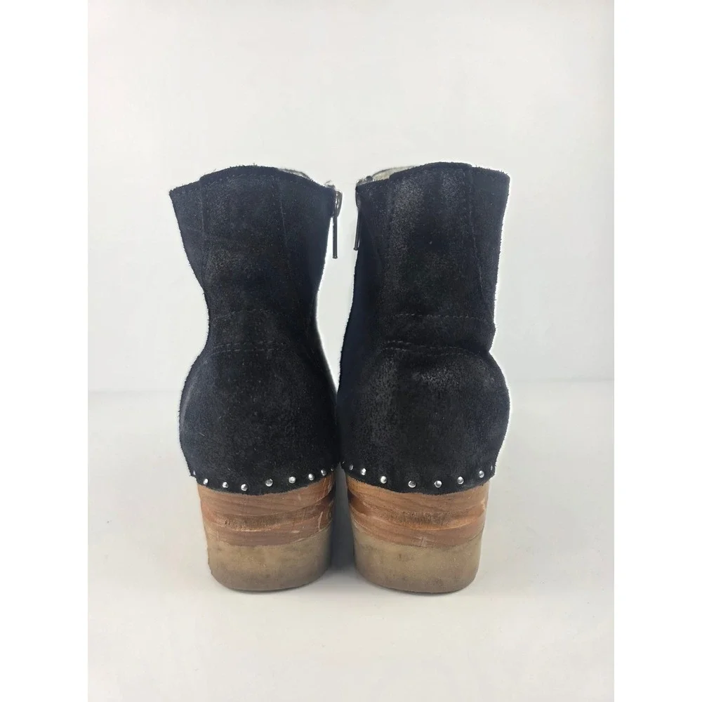 Troentorp Bastad Black Suede Shearling Lined Women's Ankle Boors Size EU 38- US8